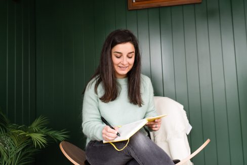 brand writing in journal