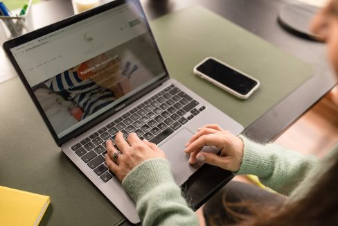 brand close up of laptop