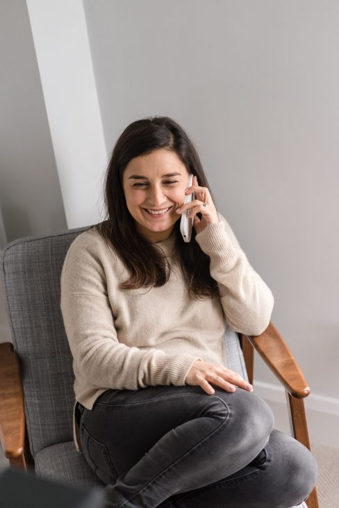 brand relaxed making a phonecall